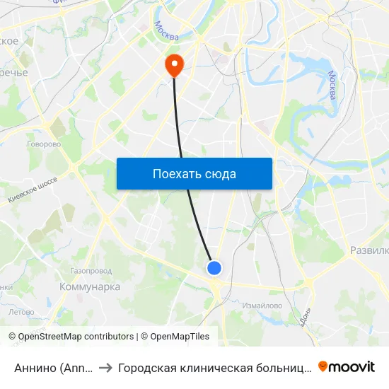 Аннино (Annino) to Городская клиническая больница № 64 map