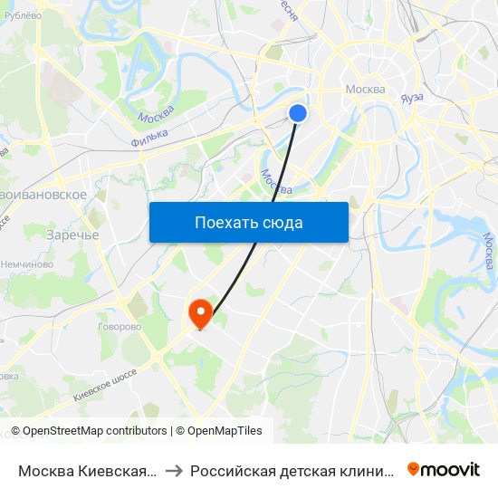 Москва Киевская (Kievsky Station) to Российская детская клиническая больница (РДКБ) map