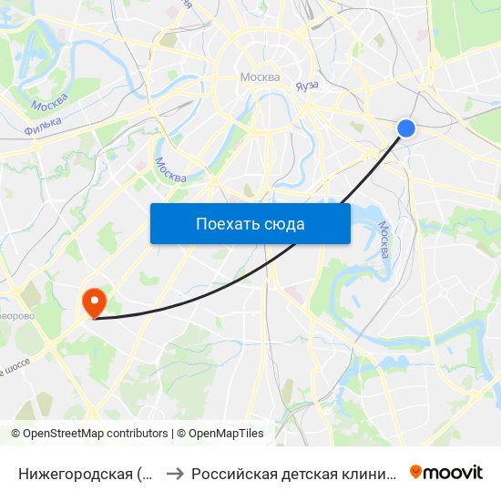 Нижегородская (Nizhegorodskaya) to Российская детская клиническая больница (РДКБ) map