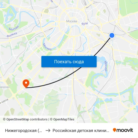 Нижегородская (Nizhegorodskaya) to Российская детская клиническая больница (РДКБ) map