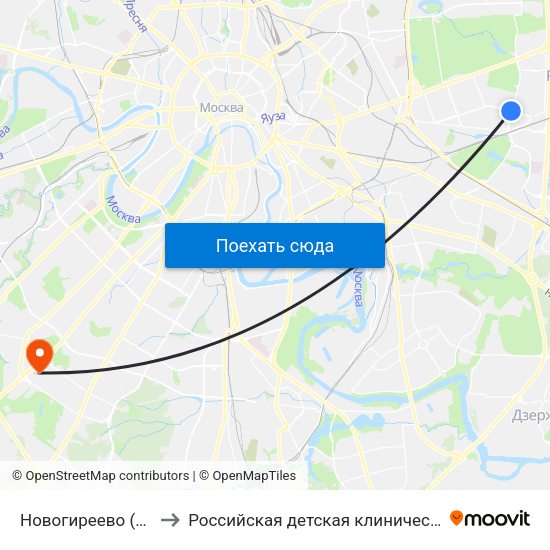 Новогиреево (Novogireevo) to Российская детская клиническая больница (РДКБ) map