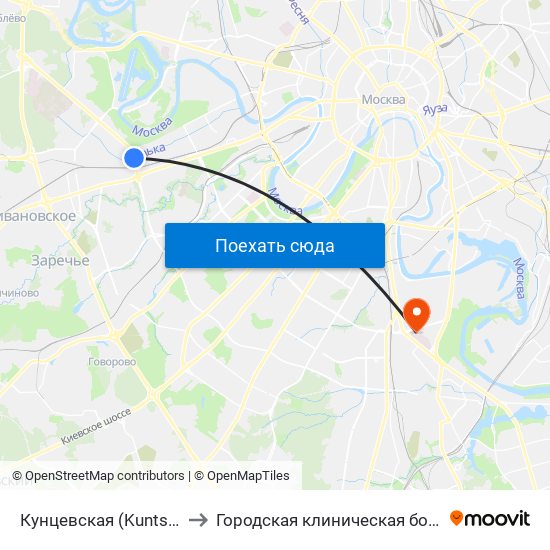Кунцевская (Kuntsevskaya) to Городская клиническая больница №7 map