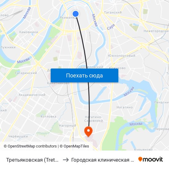 Третьяковская (Tretyakovskaya) to Городская клиническая больница №7 map