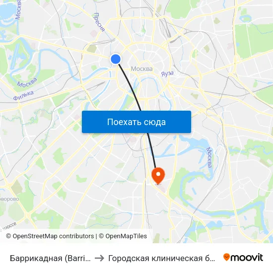Баррикадная (Barrikadnaya) to Городская клиническая больница №7 map