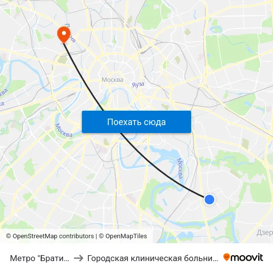 Метро "Братиславская" to Городская клиническая больница им. С. П. Боткина map