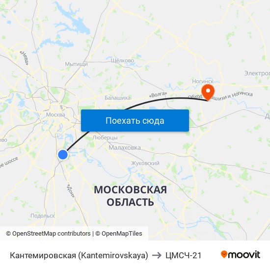 Кантемировская (Kantemirovskaya) to ЦМСЧ-21 map