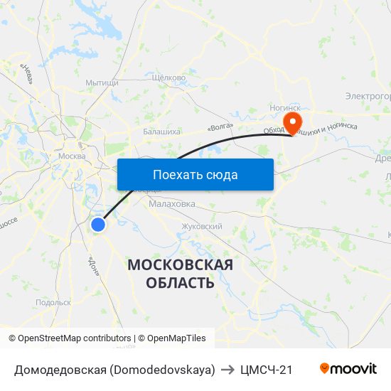 Домодедовская (Domodedovskaya) to ЦМСЧ-21 map