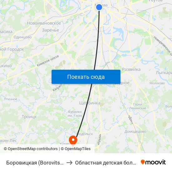 Боровицкая (Borovitskaya) to Областная детская больница map