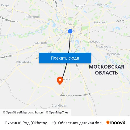 Охотный Ряд (Okhotny Ryad) to Областная детская больница map