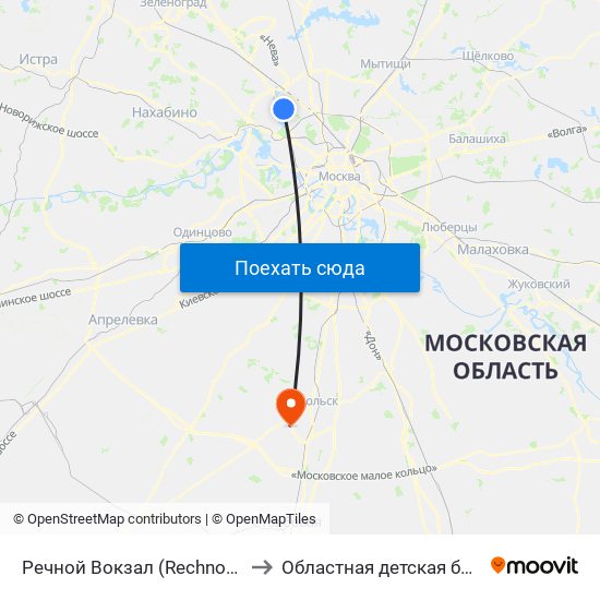 Речной Вокзал (Rechnoy Vokzal) to Областная детская больница map