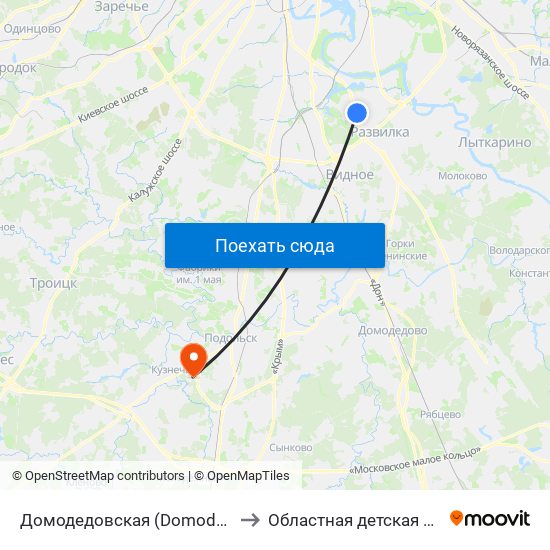 Домодедовская (Domodedovskaya) to Областная детская больница map