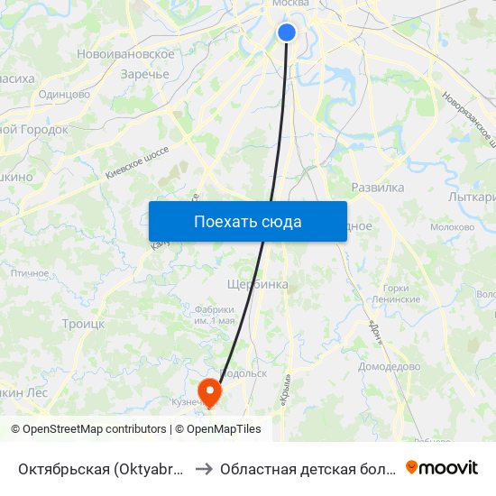 Октябрьская (Oktyabrskaya) to Областная детская больница map