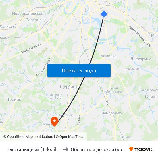 Текстильщики (Tekstilschiki) to Областная детская больница map