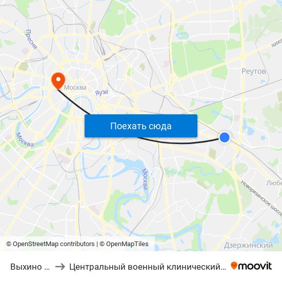 Выхино (Vykhino) to Центральный военный клинический госпиталь им П.В. Мандрыка map