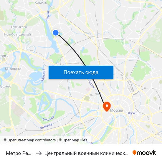 Метро Речной вокзал to Центральный военный клинический госпиталь им П.В. Мандрыка map