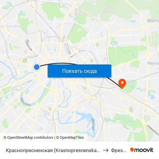 Краснопресненская (Krasnopresnenskaya) to Фрезер map