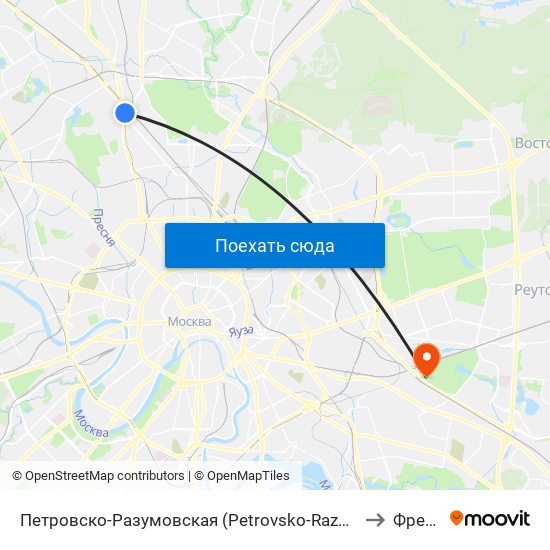 Петровско-Разумовская (Petrovsko-Razumovskaya) to Фрезер map