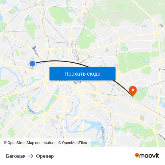 Беговая to Фрезер map