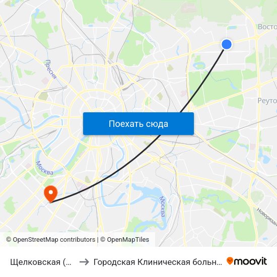 Щелковская (Schelkovskaya) to Городская Клиническая больница им. В.В. Виноградова map