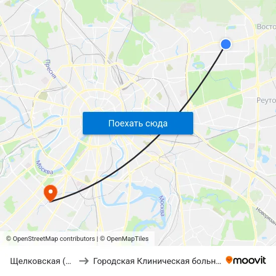 Щелковская (Schelkovskaya) to Городская Клиническая больница им. В.В. Виноградова map