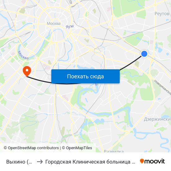 Выхино (Vykhino) to Городская Клиническая больница им. В.В. Виноградова map