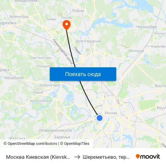 Москва Киевская (Kievsky Station) to Шереметьево, терминал F map