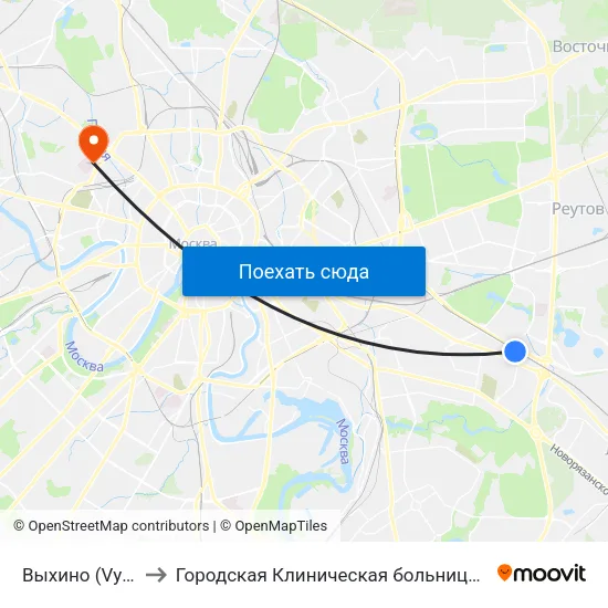 Выхино (Vykhino) to Городская Клиническая больница им. Боткина map