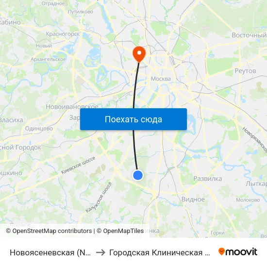 Новоясеневская (Novoyasenevskaya) to Городская Клиническая больница им. Боткина map