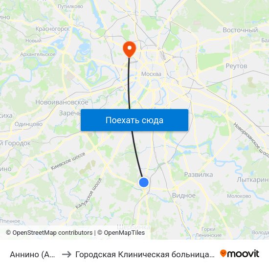 Аннино (Annino) to Городская Клиническая больница им. Боткина map
