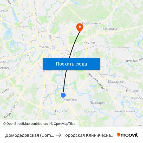 Домодедовская (Domodedovskaya) to Городская Клиническая больница 57 map