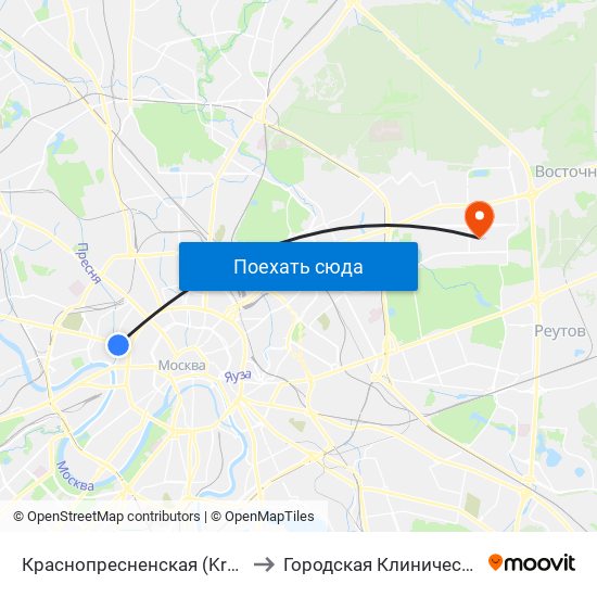 Краснопресненская (Krasnopresnenskaya) to Городская Клиническая больница 57 map