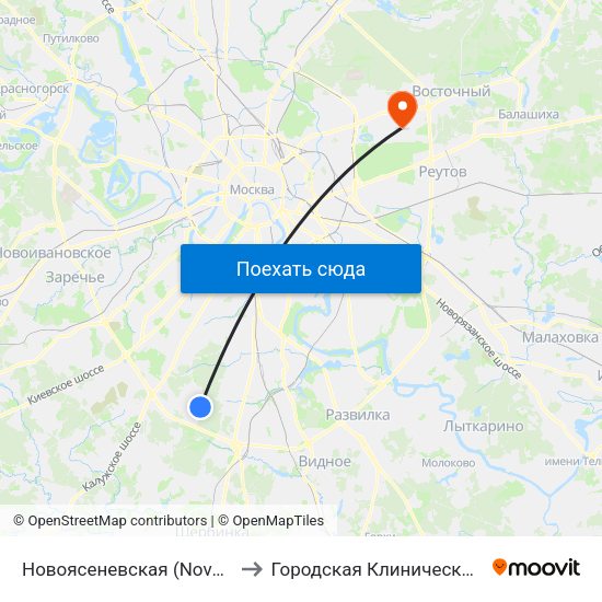 Новоясеневская (Novoyasenevskaya) to Городская Клиническая больница 57 map