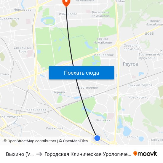 Выхино (Vykhino) to Городская Клиническая Урологическая больница 47 map