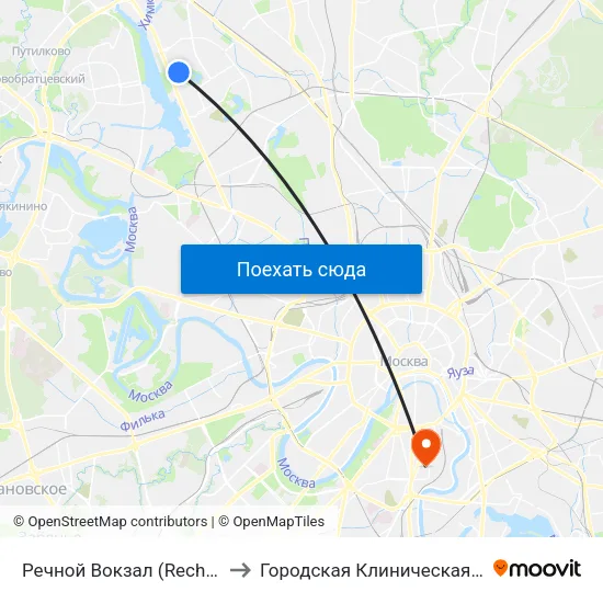 Речной Вокзал (Rechnoy Vokzal) to Городская Клиническая больница 4 map