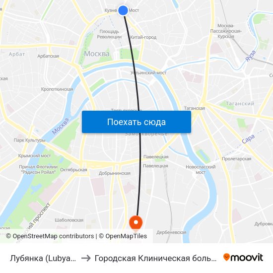 Лубянка (Lubyanka) to Городская Клиническая больница 4 map