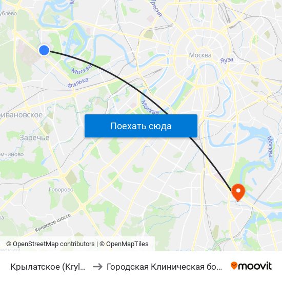 Крылатское (Krylatskoe) to Городская Клиническая больница 85 map