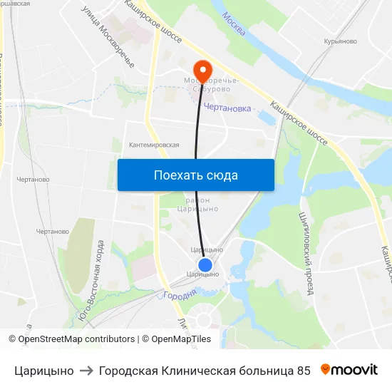 Царицыно to Городская Клиническая больница 85 map