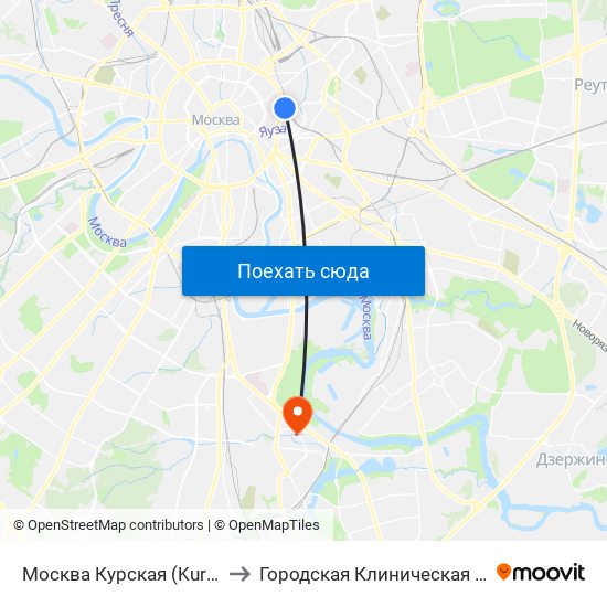 Москва Курская (Kursky Station) to Городская Клиническая больница 85 map