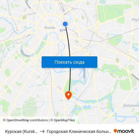 Курская (Kurskaya) to Городская Клиническая больница 85 map