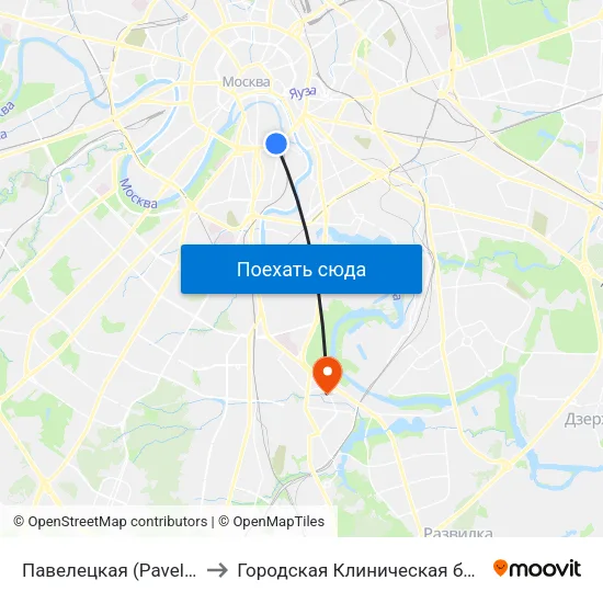 Павелецкая (Paveletskaya) to Городская Клиническая больница 85 map