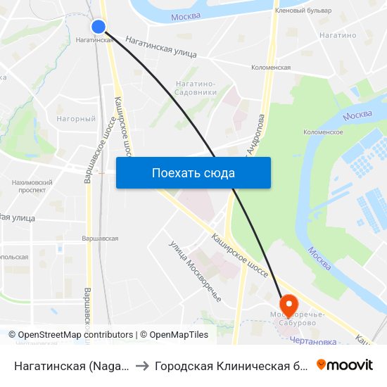 Нагатинская (Nagatinskaya) to Городская Клиническая больница 85 map