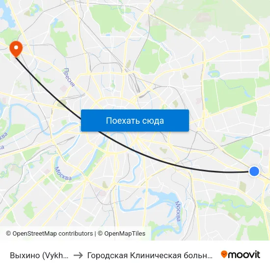 Выхино (Vykhino) to Городская Клиническая больница 52 map