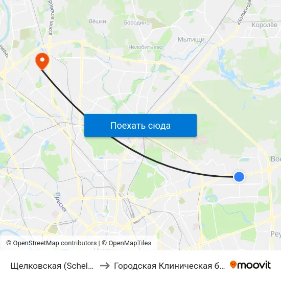 Щелковская (Schelkovskaya) to Городская Клиническая больница 81 map