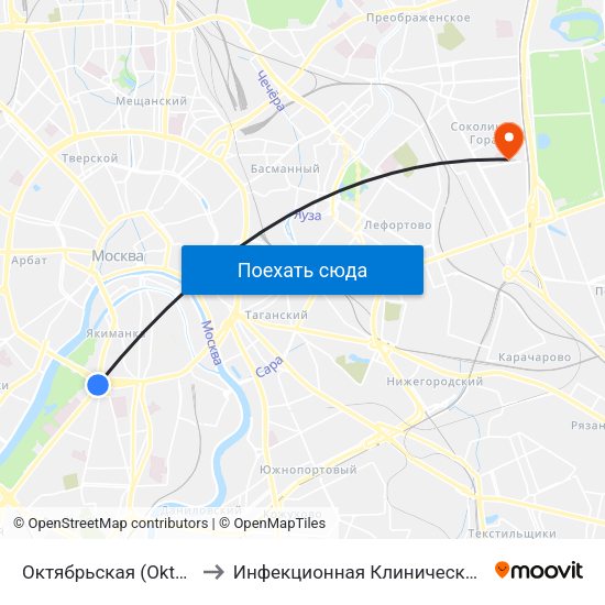 Октябрьская (Oktyabrskaya) to Инфекционная Клиническая больница 2 map
