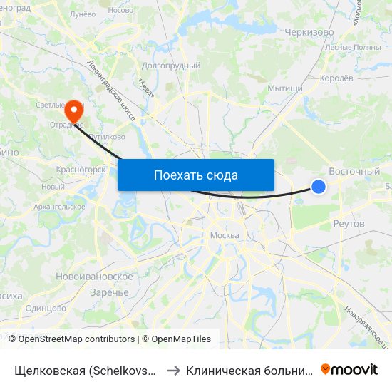 Щелковская (Schelkovskaya) to Клиническая больница 1 map