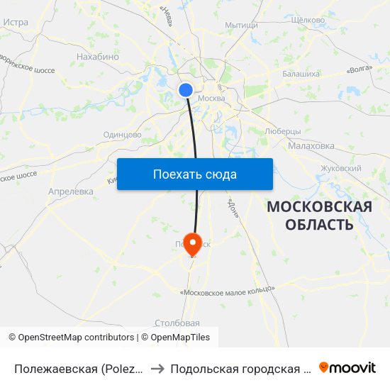Полежаевская (Polezhaevskaya) to Подольская городская больница 3 map