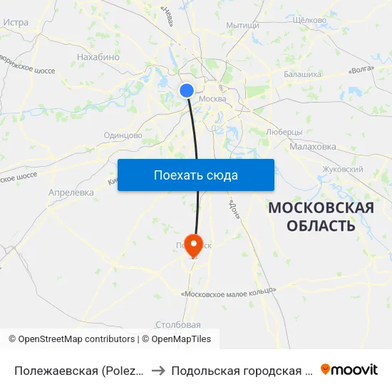 Полежаевская (Polezhaevskaya) to Подольская городская больница 3 map