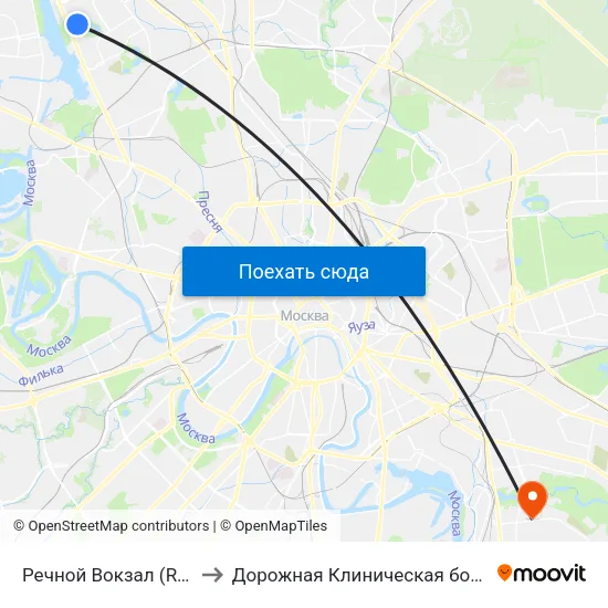 Речной Вокзал (Rechnoy Vokzal) to Дорожная Клиническая больница им. Семашко map