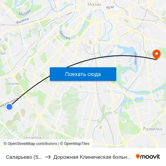 Саларьево (Salaryevo) to Дорожная Клиническая больница им. Семашко map
