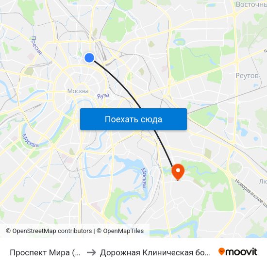Проспект Мира (Prospekt Mira) to Дорожная Клиническая больница им. Семашко map